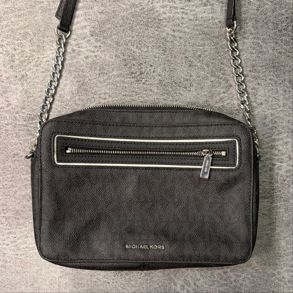 Michael Kors Set Set Black Monogram Leather Shoulder Bag